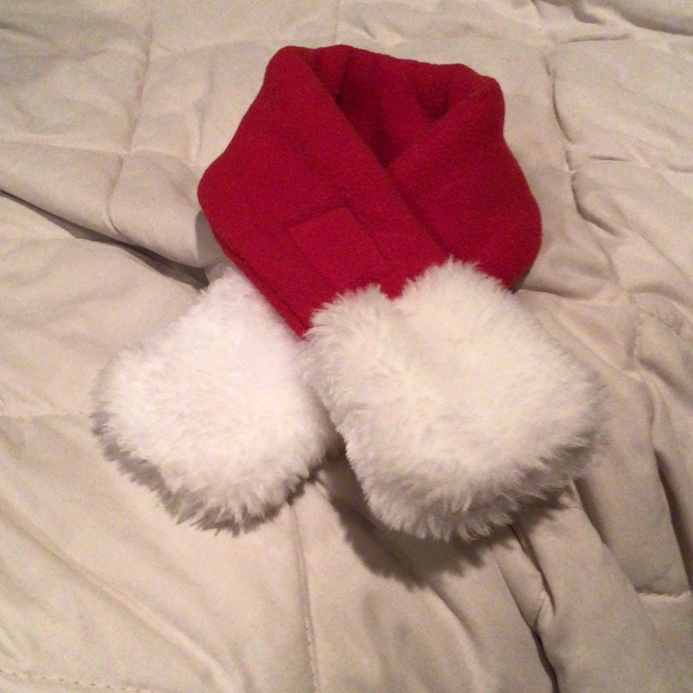 Plush Red and White Cat Scarf